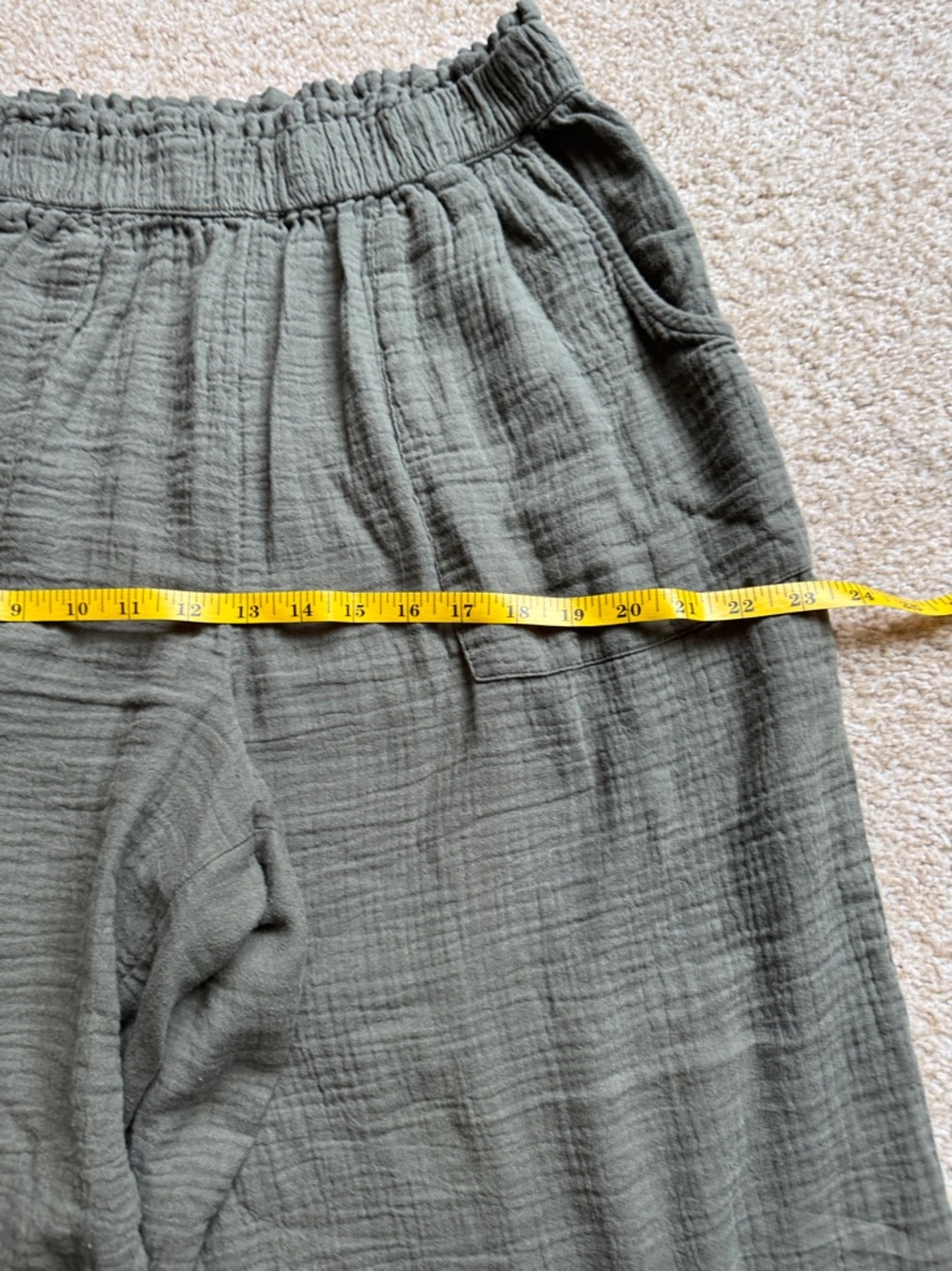 a.n.a Olive Green Wide-Leg Cotton Gauze Pants - Picture 7 of 7